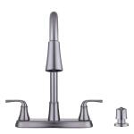 Glacier Bay Sadira Double Handle Kitchen Faucet with Pull-Down Sprayer and Soap Dispenser in Stainless Steel (HD67471W-1008D2)