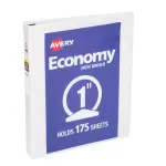 Avery 1-Inch White Round Ring Binder 175 Sheet Capacity Economy View Binder