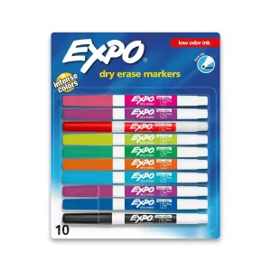 Expo 10pk Dry Erase Markers Fine Tip Multicolored