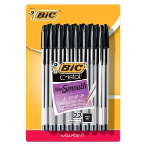 BiC 1.2mm 22ct - Black Cristal Xtra Smooth Ballpoint Pens