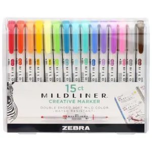 Zebra 15-Count Mildliner Dual-tip Creative Marker Assorted Colors