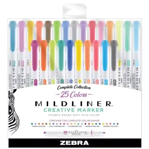 Zebra 25-Count Assorted Colors Mildliner Dual-Tip Creative Markers