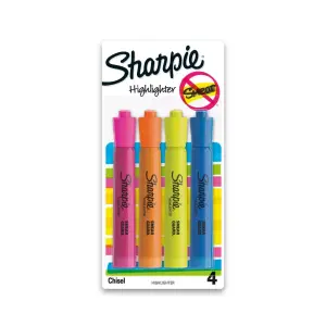 Sharpie 4pk Multicolored Highlighters Smear Guard Chisel Tip