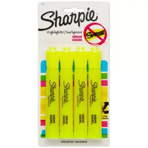 Sharpie 4pk Yellow Highlighters Smear Guard Chisel Tip