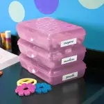 Sterilite Translucent Pink Glitter Pencil Box