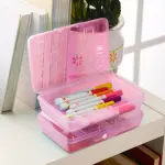 Sterilite Translucent Pink Glitter Pencil Box