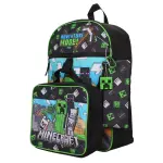 Minecraft 5-Piece Set: 16-Inch Backpack, Lunchbox, Utility Case, Rubber Keychain, and Carabiner