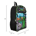 Minecraft 5-Piece Set: 16-Inch Backpack, Lunchbox, Utility Case, Rubber Keychain, and Carabiner