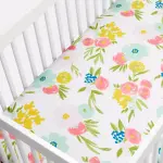 Cloud Island Pink - Fitted Crib Sheet Floral