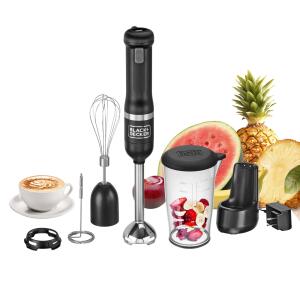 BLACK+DECKER 5-Speed 220-Watt Immersion Blender with Accessory Jar 3-In-1 (Black)