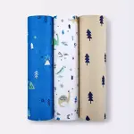 Cloud Island 3-Pack Dinos Cool Muslin Swaddle Blanket - Green/Blue