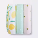 Cloud Island 3-Pack Muslin Swaddle Blanket Honeybee - Pink/Yellow