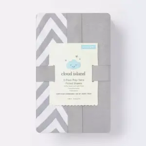 Cloud Island 2-Pack Chevron/Gray - Fitted Jersey Crib Sheet