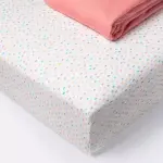 Cloud Island 2-Pack Confetti/Coral - Fitted Jersey Crib Sheet