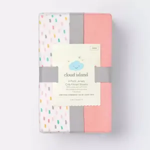 Cloud Island 2-Pack Confetti/Coral - Fitted Jersey Crib Sheet