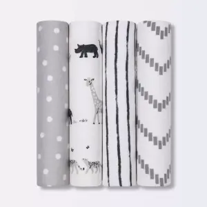 Cloud Island 4-Pack Flannel Baby Blanket - Two by Two Animals