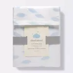 Cloud Island Fitted Crib Sheet - School of Fish Light Blue and White