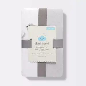 Cloud Island 2-Pack Solid Gray - Fitted Play Yard Jersey Sheets