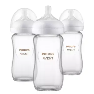 Philips Avent 3-Pack 8oz Clear - Glass Natural Baby Bottle with Natural Response Nipple