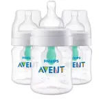 Philips Avent 3-Pack 4oz Clear - Anti-Colic Baby Bottle with AirFree Vent