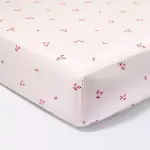 Cloud Island Pink Floral Fitted Crib Sheet Small