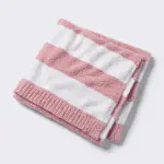 Cloud Island Chenille Stripe Baby Blanket - Dark Pink and White Stripe