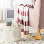 Cloud Island Chenille Stripe Baby Blanket - Dark Pink and White Stripe