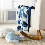 Cloud Island Whales - Plush Baby Blanket