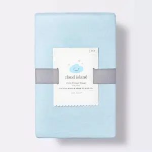 Cloud Island Solid Blue Polyester Rayon Fitted Crib Sheet