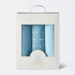 Cloud Island 3-Pack Blue - Jersey Swaddle Baby Blanket