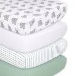 The Peanutshell 4-Pack Grey/White Not So Basic Elephant Crib Fitted Sheet Set