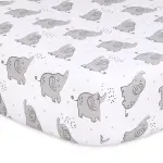 The Peanutshell 4-Pack Grey/White Not So Basic Elephant Crib Fitted Sheet Set