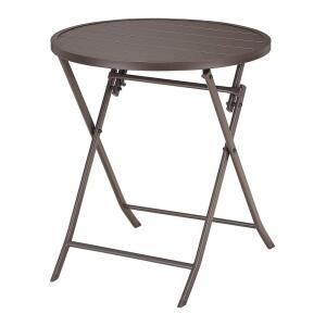 StyleWell 24.6 in. Mix and Match Dark Taupe Folding Round Metal Outdoor Patio Bistro Table (FTS41037-DP)