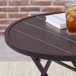 StyleWell 24.6 in. Mix and Match Dark Taupe Folding Round Metal Outdoor Patio Bistro Table (FTS41037-DP)