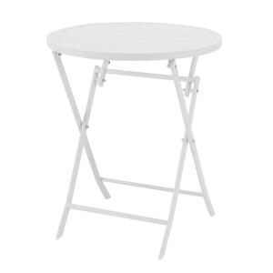 StyleWell 24.6 in. White Metal Folding Round Outdoor Patio Bistro Table Mix and Match (FTS41037-W) 