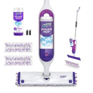 Swiffer Power Mop Starter Kit (Includes 1 Power Mop, 2 Pads, Cleaning Solution, and Batteries) (003077207241)