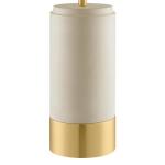 Hampton Bay 25 in.Brayward Tan Concrete With Gold Metal Trim Table Lamp With Off-White Linen Fabric Shade