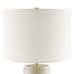 Hampton Bay 25 in.Brayward Tan Concrete With Gold Metal Trim Table Lamp With Off-White Linen Fabric Shade