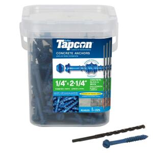 Tapcon1/4 in. x 2-1/4 in. Hex-Washer-Head Concrete Anchors (225-Pack) (24525)