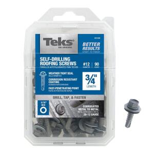 Teks#12 x 3/4 in. External Hex Washer Head Self Drilling Drill Point Roofing Screw (90-Pack) (21408)