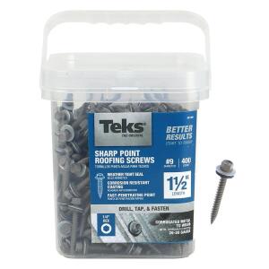 Teks#9 x 1-1/2 in. External Hex Drive Washer Head Roofing Screws (400-Pack) (21406)