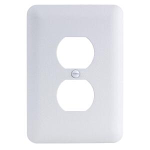 Commercial Electric1-Gang Duplex Midway/Maxi Sized Metal Wall Plate, White (Textured/Paintable Finish) - PMTW-D