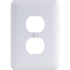 Hampton BayPerry 1-Gang Duplex Metal Wall Plate, White (Textured/Paintable Finish) - BPMTMW-D