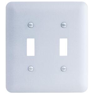 Hampton BayPerry 2-Gang Toggle/Toggle Metal Wall Plate, White (Textured/Paintable Finish) - BPMTMW-TT