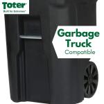 Toter 64-Gallon Black Outdoor Rolling Trash/Garbage Can with Wheels and Attached Lid (79264-R2200)