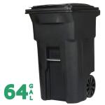 Toter 64-Gallon Black Outdoor Rolling Trash/Garbage Can with Wheels and Attached Lid (79264-R2200)