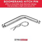 TowSmartSteel Boomerang Hitch Pin - Fits 1/2 in. and 5/8 in. Receivers (740M)