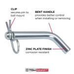 TowSmart Standard 5/8 in. dia Steel Bent Hitch Pin with Clip - Fits 2 in. x 2 in. Hitch Receivers (747M)