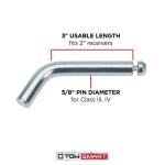 TowSmartStandard 5/8 in. dia Steel Bent Hitch Pin with Clip - Fits 2 in. x 2 in. Hitch Receivers (747M)