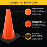 18 in. Orange PVC Injection Molded Safety Cone with Orange Base (HDIM18-VPD10)